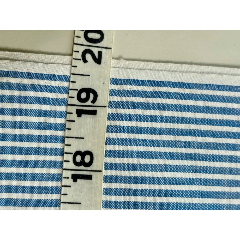 Vintage Blue White Seersucker Fabric Striped 3.4 Yards 19.5 x 124 Cotton Blend
